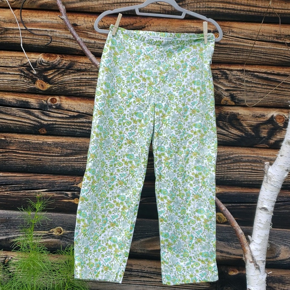 Tommy Hilfiger Green Floral Print cotton pants sz 8